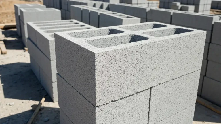 Bloki betonu komórkowego Ytong ułożone na placu budowy